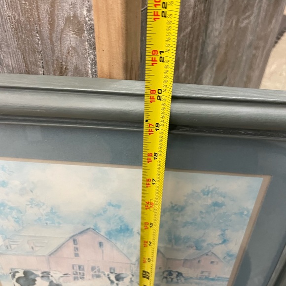 Vintage Framed Red Barn with Windmill & Cows Print 16" X 20" by Ava Freeman - Picture 4 of 5